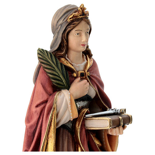 Heilige Regina mit Schwert bemalten Grödnertal Holz 7