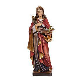 Saint Regina with sword in painted maple wood of Valgardena