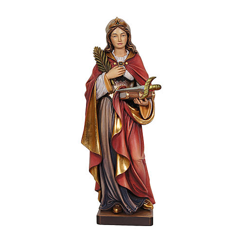 Saint Regina with sword in painted maple wood of Valgardena 1