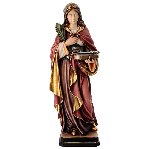 Saint Regina with sword in painted maple wood of Valgardena 1