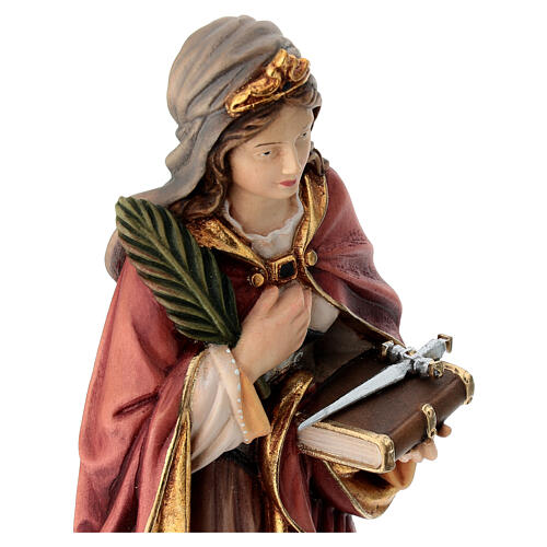 Santa Regina con spada dipinta legno acero Valgardena 4