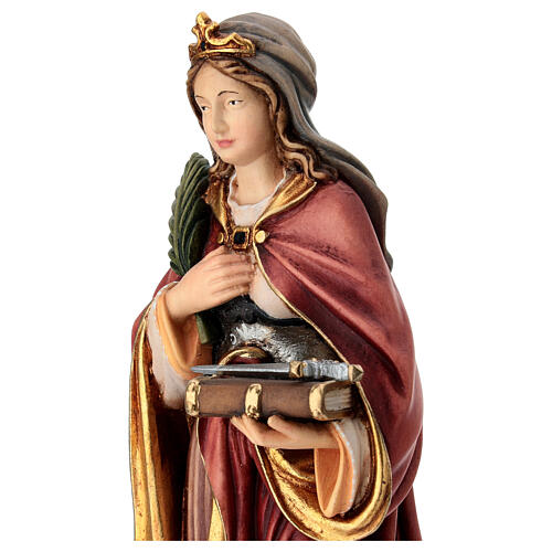 Santa Regina com espada pintada madeira bordo Val Gardena 5