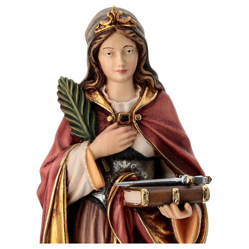Saint Regina with sword in painted maple wood of Valgardena 2