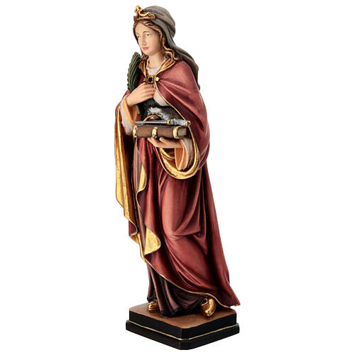 Saint Regina with sword in painted maple wood of Valgardena 3