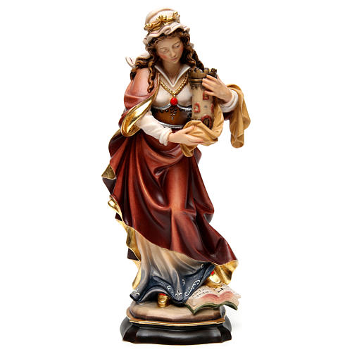 Saint Barbara in painted maple wood of Valgardena 1