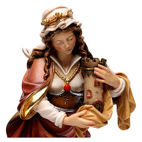 Saint Barbara in painted maple wood of Valgardena