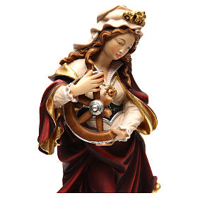 Sainte Catherine avec roue peinte bois érable Val Gardena