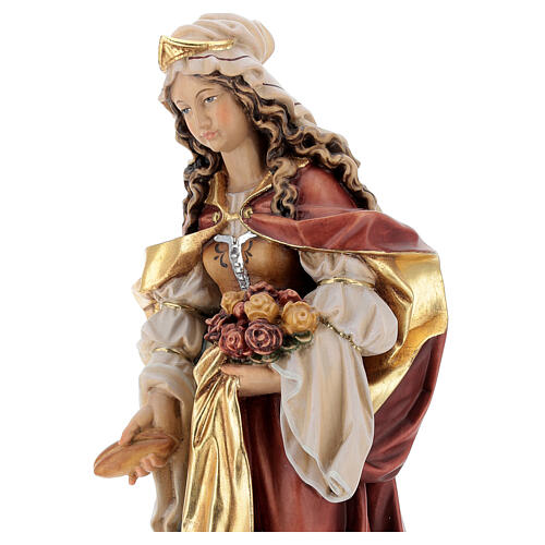 Painted statue in wood Saint Elizabeth with bread, Val Gardena 3
