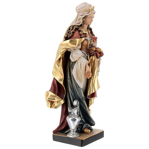 Painted statue in wood Saint Elizabeth with bread, Val Gardena 5