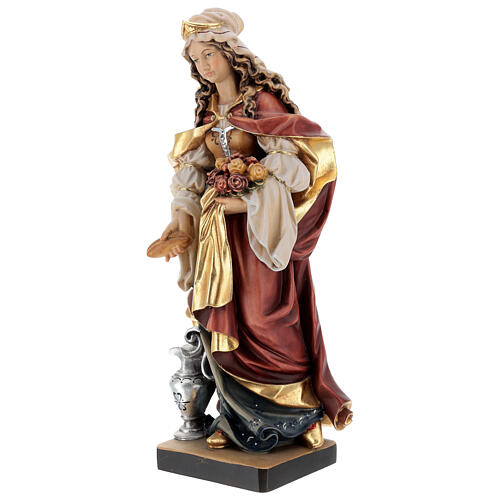 Painted statue in wood Saint Elizabeth with bread, Val Gardena 4