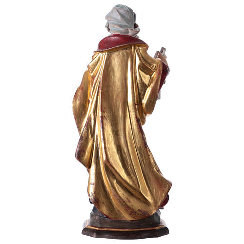 Painted statue in wood Saint Cecilia with golden details, Val Gardena 5