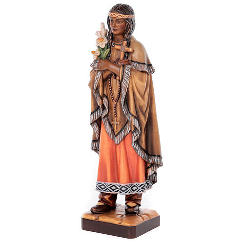 Saint Kateri Tekakwitha in painted maple wood of Valgardena 3