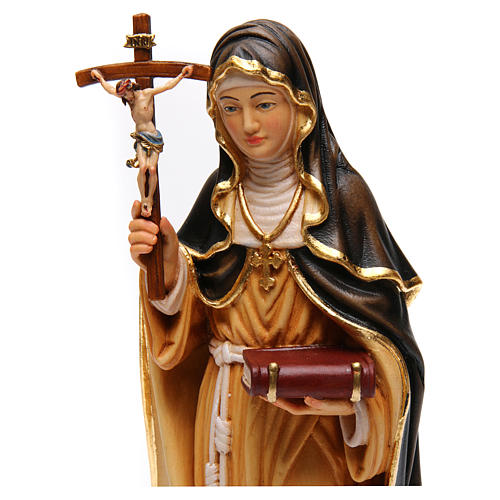 Heilige Monika mit Kruzifix bemalten Grödnertal Holz 2