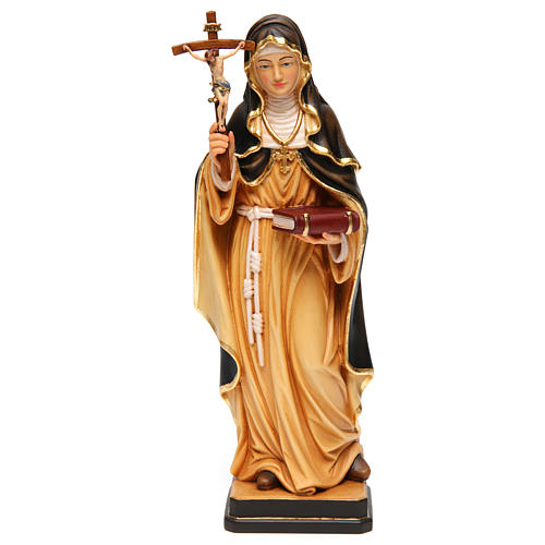Sainte Monique avec croix bois peint Val Gardena 1