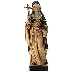 Sainte Brigitte avec croix bois peint Val Gardena