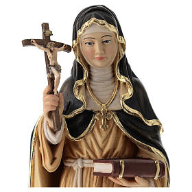 Sainte Brigitte avec croix bois peint Val Gardena