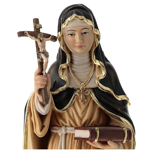 Sainte Brigitte avec croix bois peint Val Gardena 2