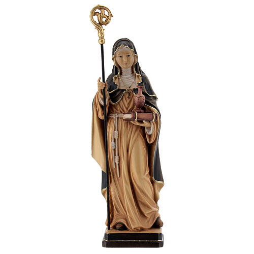 Sainte Waudru avec crosse et cruche bois peint Val Gardena 1