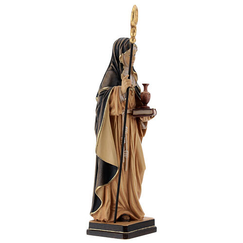 Sainte Waudru avec crosse et cruche bois peint Val Gardena 4