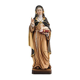 Saint Agnes with lamb in painted maple wood of Valgardena