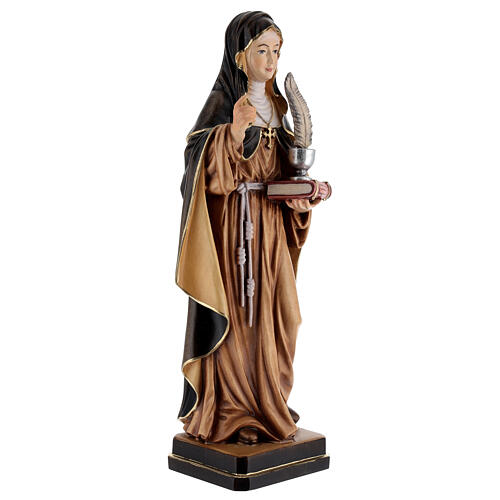 Sainte Gertrude avec plume en bois peint Val Gardena 5