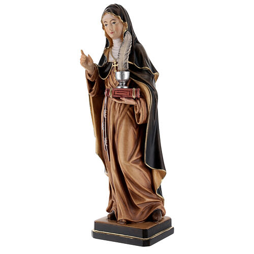 Painted statue in wood Saint Gertrude with feather, Val Gardena  3