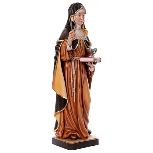 Sainte Hildegarde avec vase bois peint Val Gardena 6