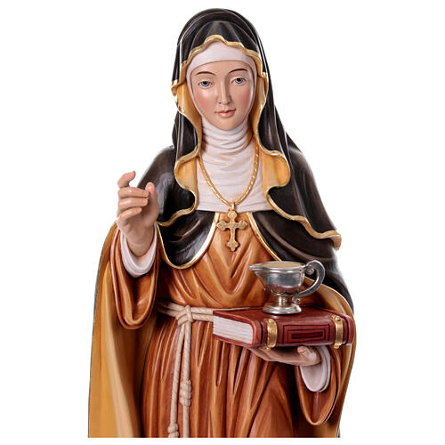 Saint Hildegard with vase painted in maple wood of Valgardena 5