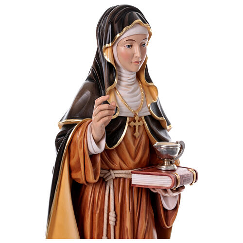 Saint Hildegard with vase painted in maple wood of Valgardena 7