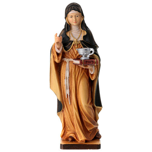 Saint Lucy with unguent jar, painted, in maple wood of Val Gardena 1