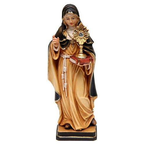 Saint Lucy with unguent jar, painted, in maple wood of Val Gardena 1