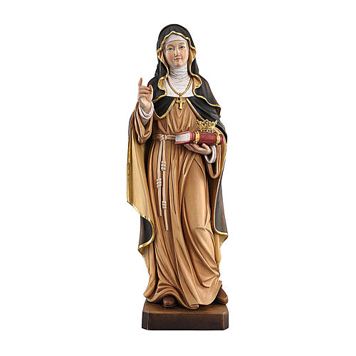 Saint Irmgardis with crown painted in maple wood of Valgardena 1