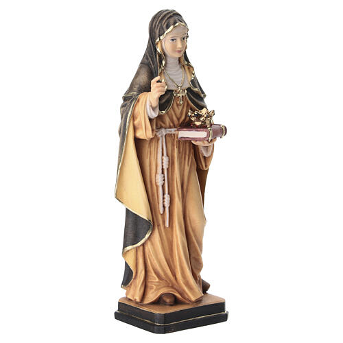 Saint Irmgardis with crown painted in maple wood of Valgardena 4