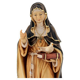 Saint Scholastica with dove in painted maple wood Valgardena
