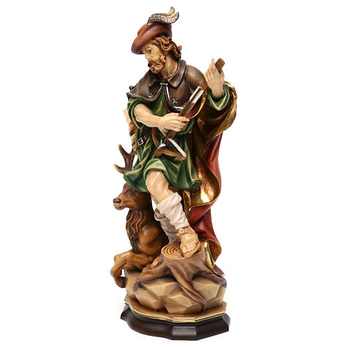 Saint Hubertus statue in painted wood, Val Gardena 3