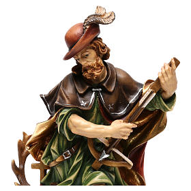 Saint Hubertus painted wood statue, Val Gardena