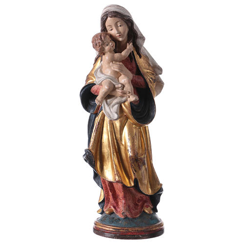 Virgen de la paz madera Val Gardena capa oro de tíbar 1