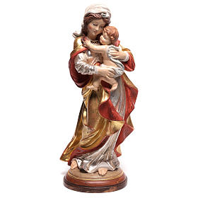 Our Lady by Raffaello in wood of Valgardena finished in pure gold with silver mantle