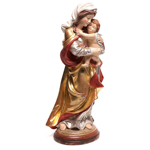 Our Lady by Raffaello in wood of Valgardena finished in pure gold with silver mantle 4