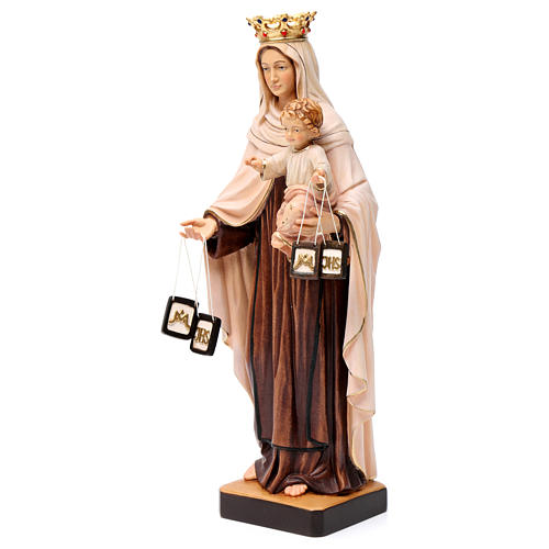 Beata Vergine Maria del Monte Carmelo legno Valgardena dipinta 4