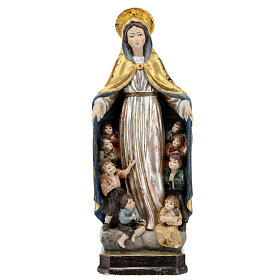 Madonna der Schützung bemalten Grödnertal Holz antikisierten Finish