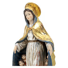 Madonna der Schützung bemalten Grödnertal Holz antikisierten Finish