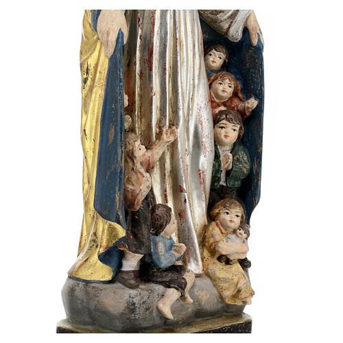 Madonna der Schützung bemalten Grödnertal Holz antikisierten Finish 4