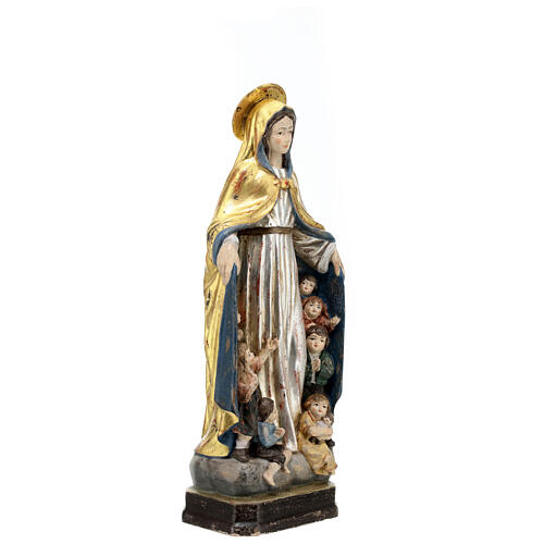 Madonna der Schützung bemalten Grödnertal Holz antikisierten Finish 5