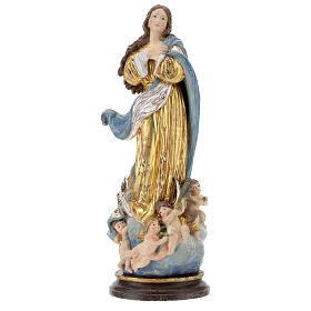 Immaculate Conception of Murillo in wood of Valgardena finished in pure gold and silver