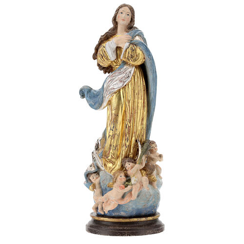 Immaculate Conception of Murillo in wood of Valgardena finished in pure gold and silver 1