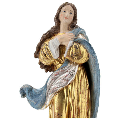 Immaculate Conception of Murillo in wood of Valgardena finished in pure gold and silver 2