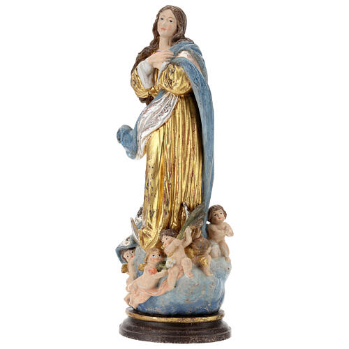 Immaculate Conception of Murillo in wood of Valgardena finished in pure gold and silver 3