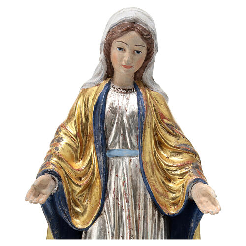 Nossa Senhora das Graças madeira Val Gardena ouro maciço prata antigo 3
