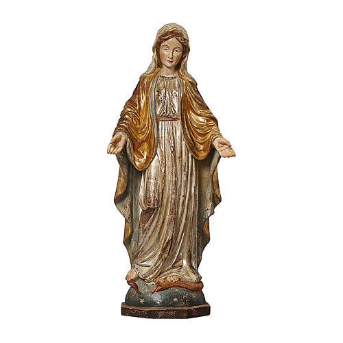 Our Lady of Graces in wood of Valgardena finished in antique pure gold and silver 1